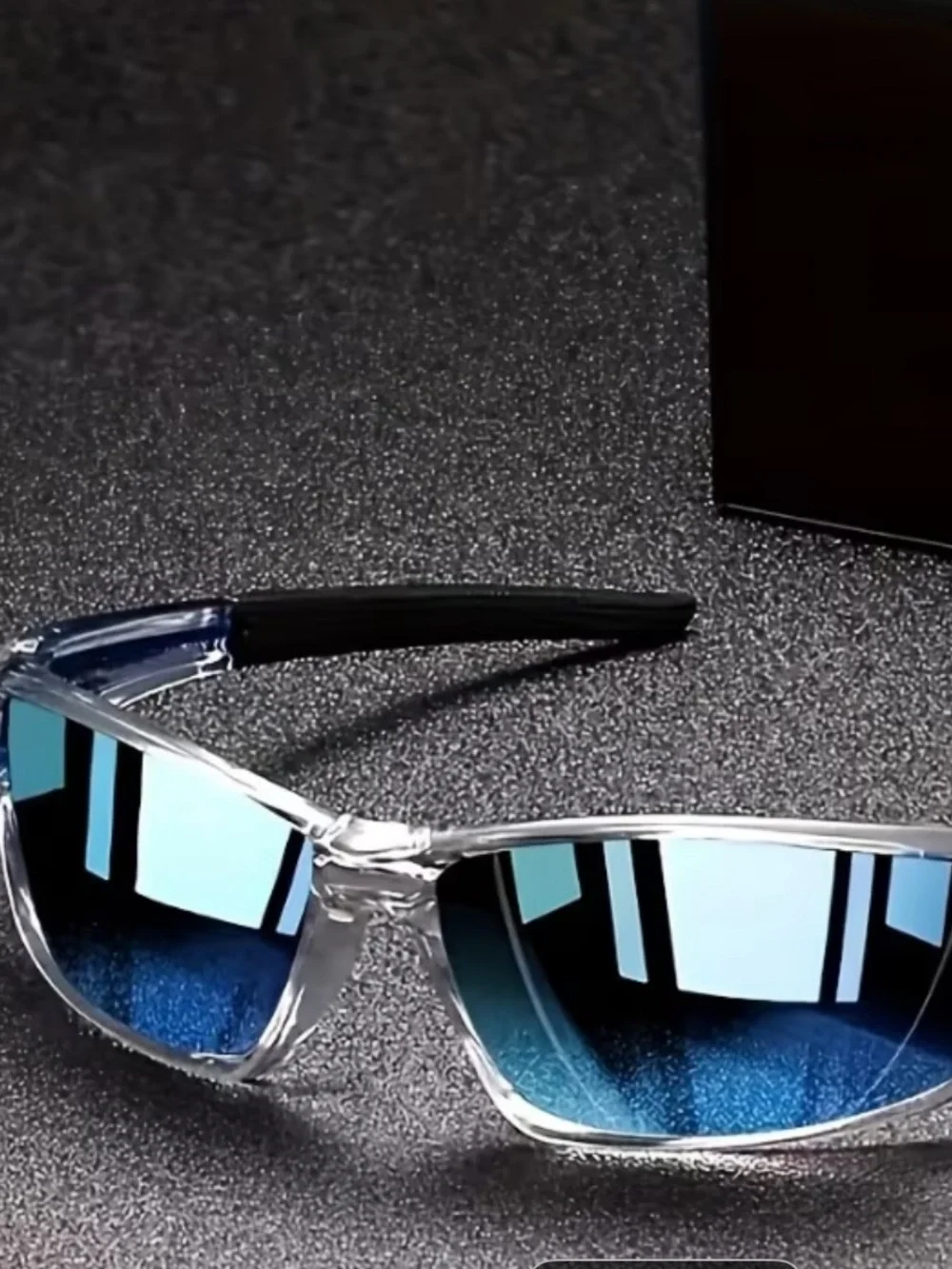 Clear Frame Blue Mirror Sunglasses for Men